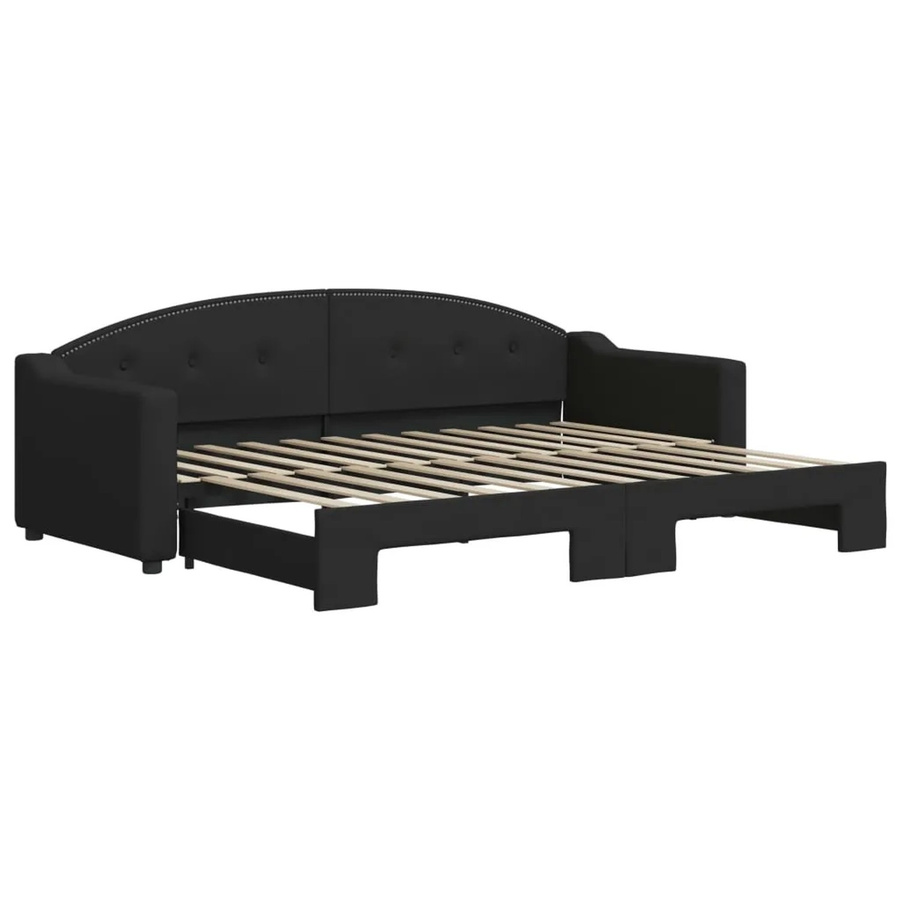 vidaXL Tagesbett ausziehbar Schwarz B/T/H: 80 x 200 cm - Bild 2