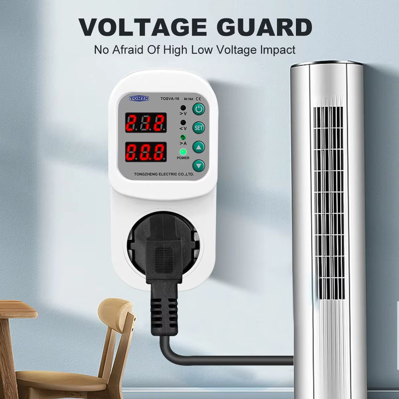 TOMZN Überspannungsschutz Steckdose TOSVA-16 mit einstellbarem Strom 1-16A, AC110V 220V, Weiß - Bild 3