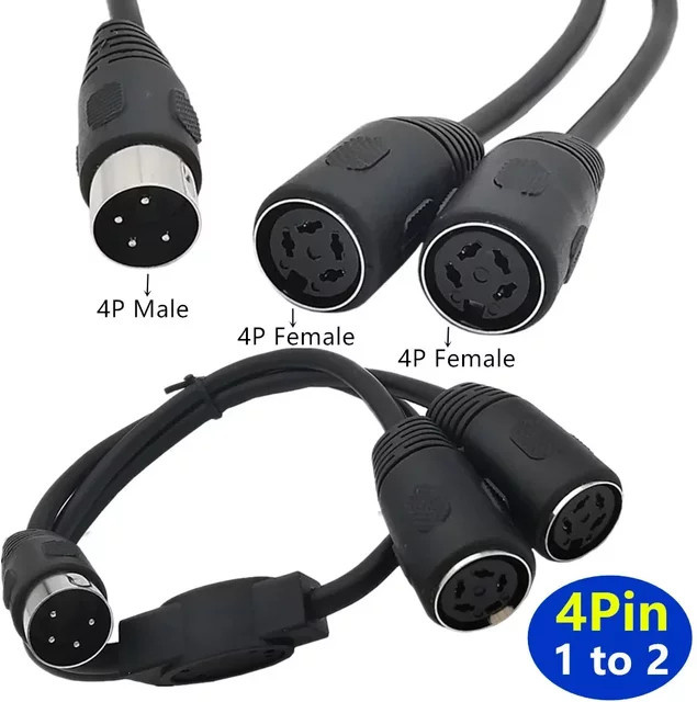 BSN MIDI 4PIN 2 in 1 Kabel Konverter: 1x MIDI DIN Stecker auf 2x Buchse Y-Splitter Adapter, Schwarz, Länge: 50 cm - Bild 1