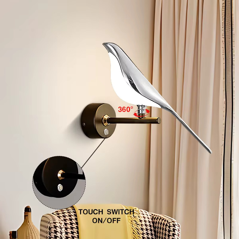 Vikotou Nordic Touch LED Wandleuchte aus Metall mit Schalter für Esszimmer und Küche, drehbar und verstellbar, in Schwarz, Gold oder Weiß - Bild 4