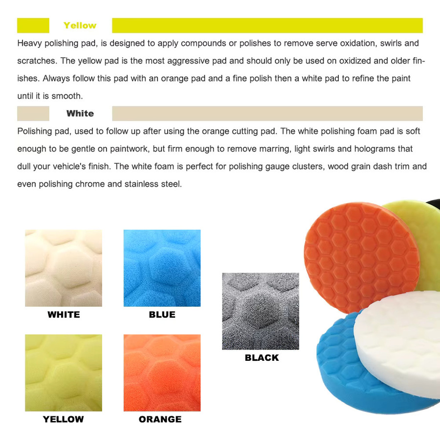 Toorise 5-teiliges Auto Polierpad Set mit selbstklebendem Polierschwamm und Wollpads in Multicolour für Bohrer und Poliergeräte - Bild 6