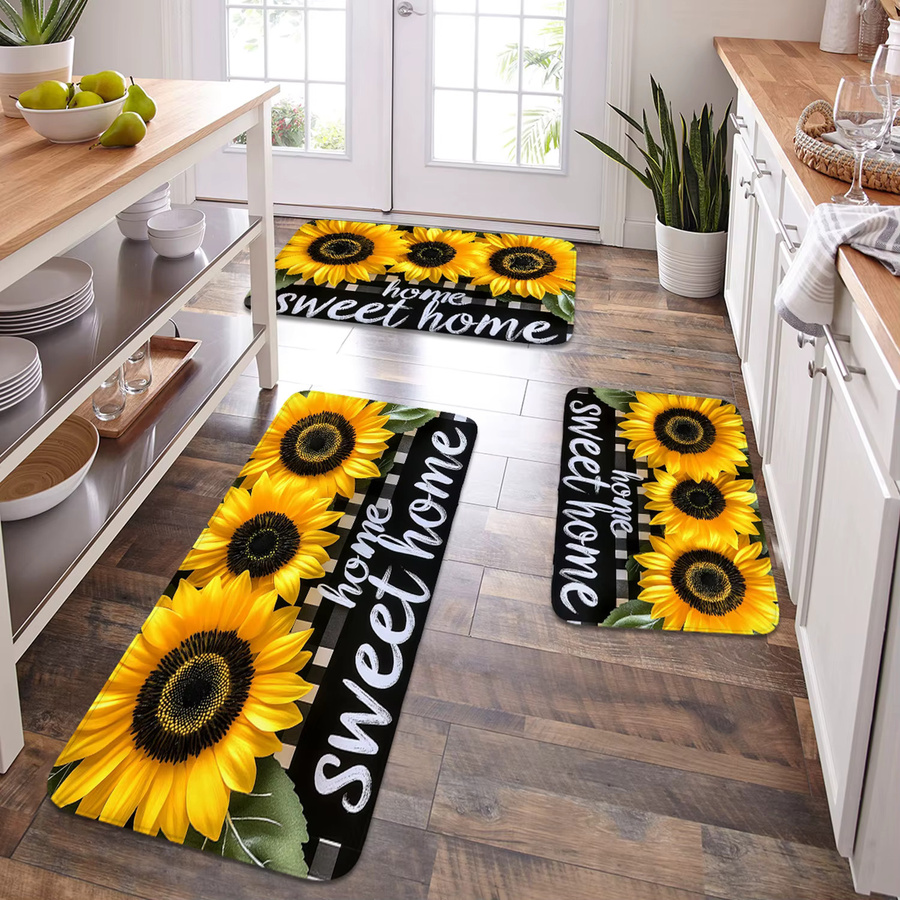 Rutschfeste Küchenmatte mit Sonnenblumen-Frühlingsmotiv von Jijiho, Multicolor - Bild 2