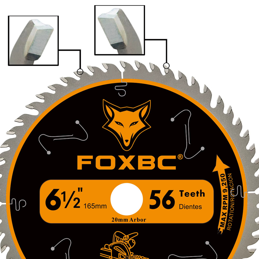 FOXBC Hartmetall-Sägeblatt 165 mm mit 20 mm Bohrung als Ersatz für Makita B-07353 und B-5734 - Bild 4