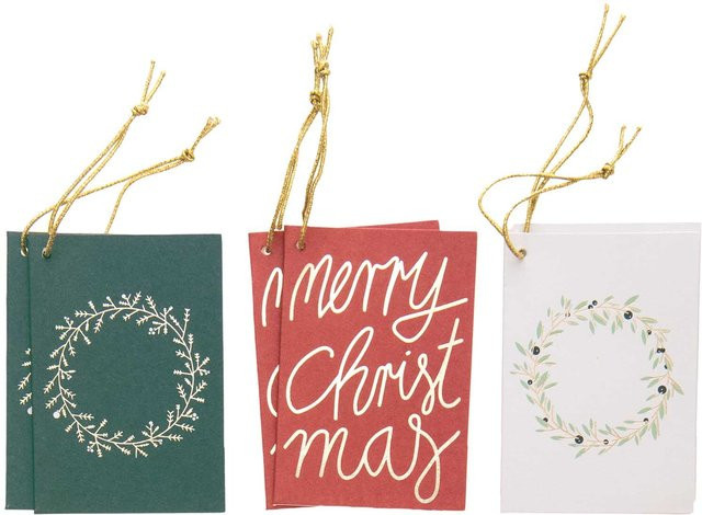 Rico Design Paper Poetry Kärtchenanhänger Merry Christmas, 6 Stück, Gold und Mehrfarbig - Bild 1