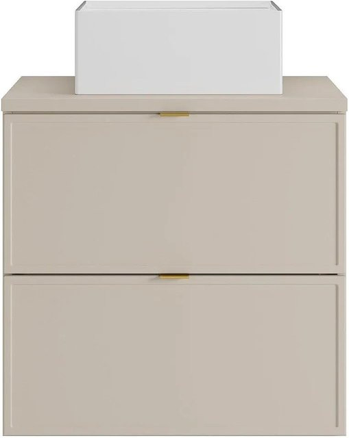 Vente-unique Einzelwaschtisch Ondil in Beige mit vergoldetem Metall, Breite: 60 cm, Tiefe: 45 cm, Höhe: 60 cm - Bild 1
