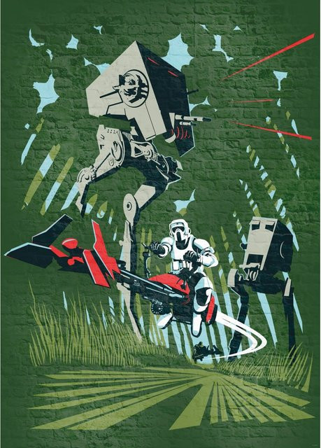 Komar Fototapete Vlies Star Wars Classic Concrete Endor, Multicolor, B: 200 cm, H: 280 cm - Bild 1