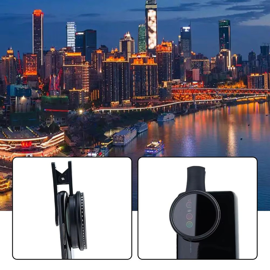 ND2-400 Einstellbarer ND-Filter für Mobiltelefone, 37 mm, Schwarz, zur Bildverbesserung bei Nachtaufnahmen und Sonnenfinsternissen - Bild 3