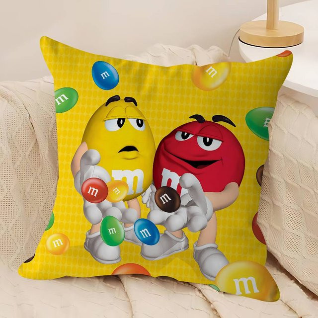 GUOYU HOMEDECOR M&Ms Kissenbezug mit Grafikdesign, Gelb, B/T/H: 45 x 45 x 1 cm - Bild 1