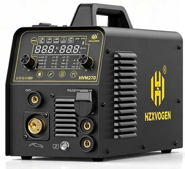HZXVOGEN HVM270 6-in-1 Aluminium MIG-Schweißgerät in Schwarz, Multiprozess IGBT-Inverter-Schweißmaschine für MIG, MMA, ARC, TIG, CUT und Spot Welding - Bild 1