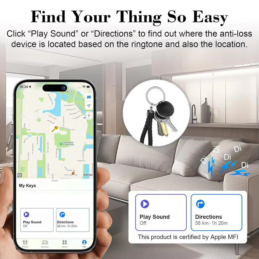 Apple MFi-zertifizierter GPS-Tracker für Apple Find My in Schwarz oder Weiß - Bild 4