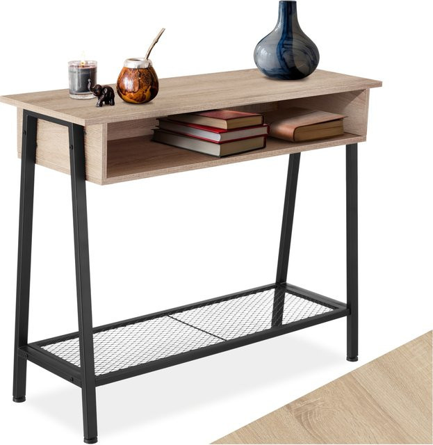 tectake Konsolentisch Tralee Industrial Style in Eiche Sonoma mit Stahl, B/T/H: 100 x 35 x 80,5 cm - Bild 1