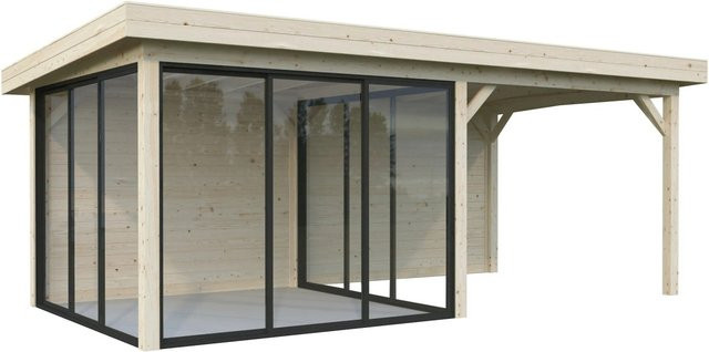 Palmako Pavillon Lenna Set 406 Slide aus Fichtenholz in Braun mit transparenter ESG-Verglasung, B/T/H: 588 x 300 x 245 cm - Bild 1