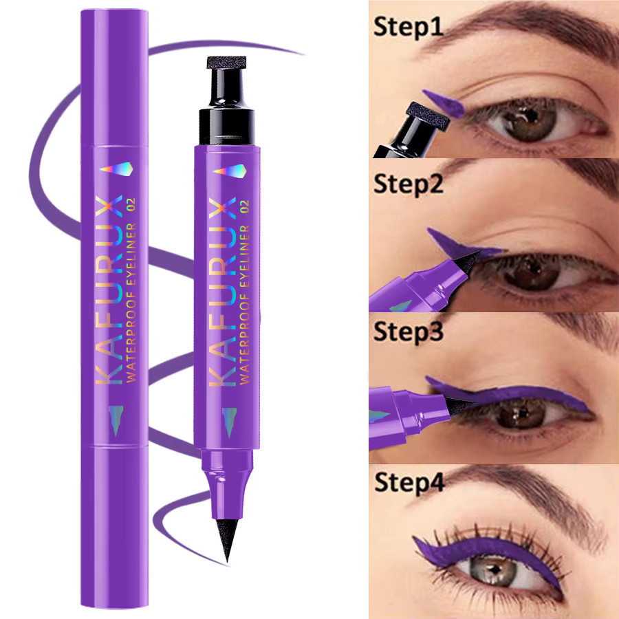KAFURUX Eyeliner-Stift, 3 Farben, wasserfest, Schwarz, Blau, Lila, Unisex - Bild 4