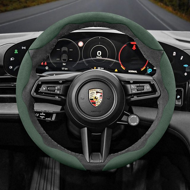 Hocasen Wildleder-Lenkradabdeckung zum Aufstecken für Porsche Macan Cayenne 911 Taycan Panamera 918 718 - Bild 1