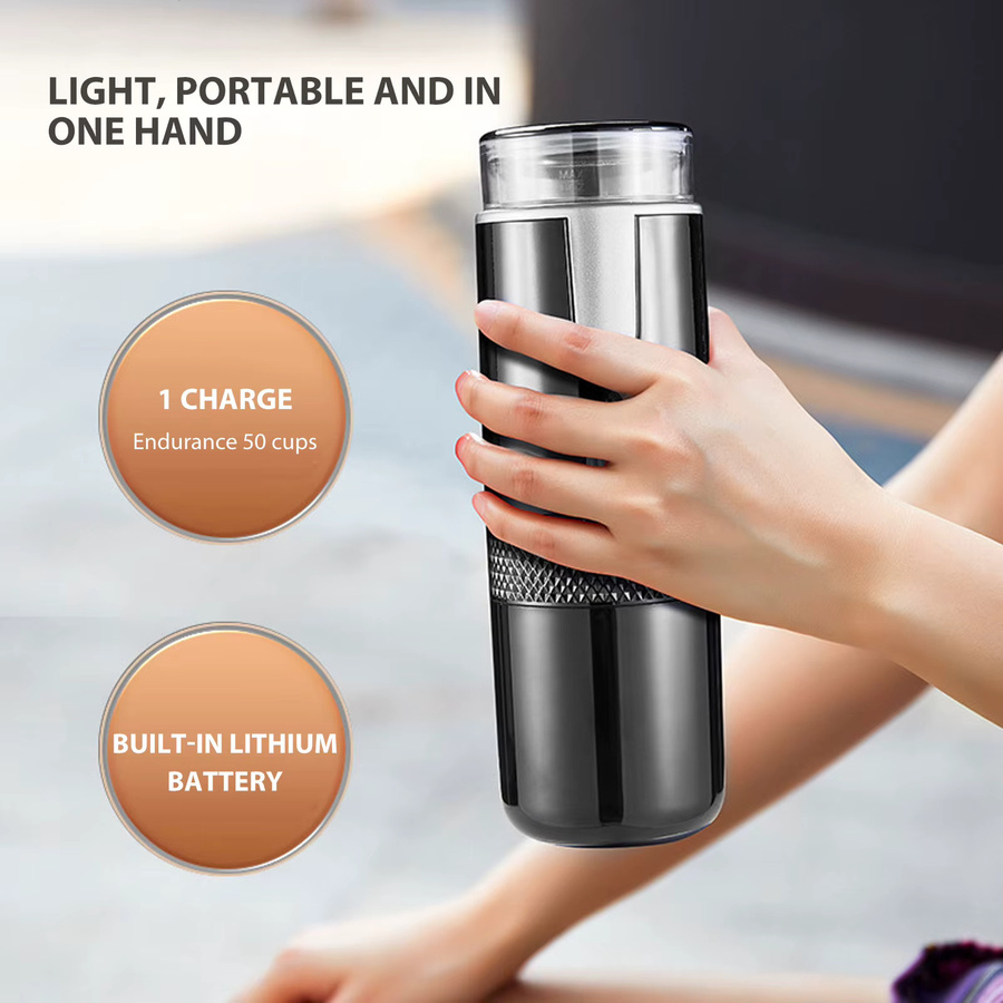 Qiilu Tragbare Kaffeemaschine in Schwarz, kompatibel mit K-Cup-Kapseln und gemahlenem Kaffee, manuelle Handkaffeemaschine für Camping und Wandern - Bild 2