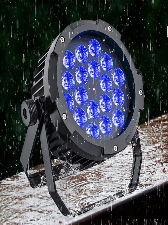 U'King 4er-Set Wasserdichte LED Par-Leuchten mit 18x10W RGBWA+UV Bühnenbeleuchtung in Schwarz für Disco, Party und DJ-Einsätze - Bild 6