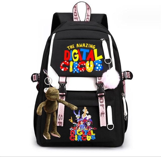 3-teiliges Schulrucksack-Set in Schwarz aus Oxford-Stoff mit großem Fassungsvermögen, Schultasche, Schultergurt und Federmäppchen - Bild 1