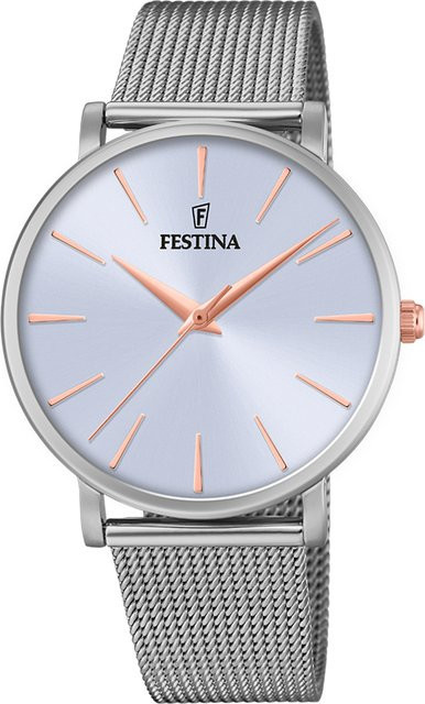 Festina Damenuhr, Quarz, Edelstahl, Blau, 38 mm - Bild 1