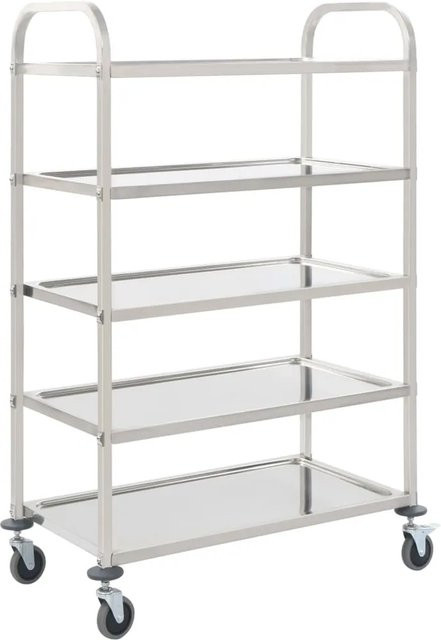 vidaXL 5-Stufiger Servierwagen aus Edelstahl in Silber, B/T/H: 107 x 55 x 147 cm - Bild 1