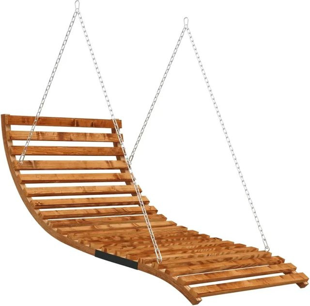 vidaXL Hängematten-Schaukelbett aus massivem Bugholz in Braun mit Teak-Finish, B/T/H: 115 x 147 x 46 cm - Bild 1