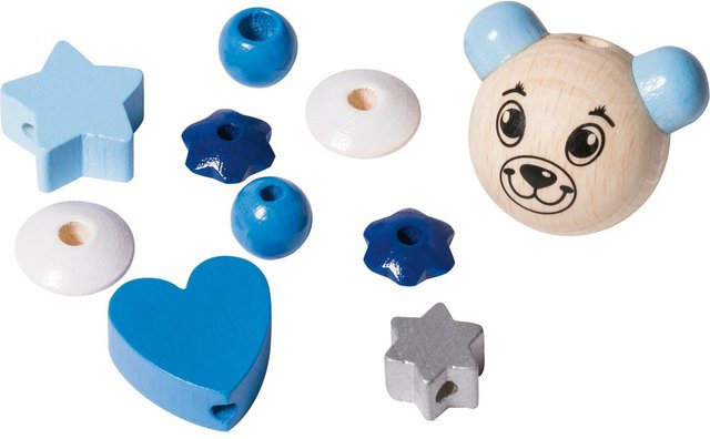 KNORR prandell Schnullerketten Holzperlen Teddy Blau Set - Bild 1