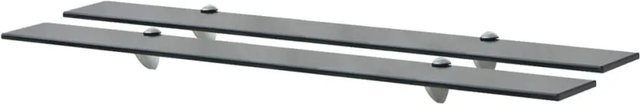 vidaXL Schweberegale aus gehärtetem Sicherheitsglas in Schwarz, 2er-Set, B: 90 cm, T: 10 cm, H: 0,8 cm - Bild 1