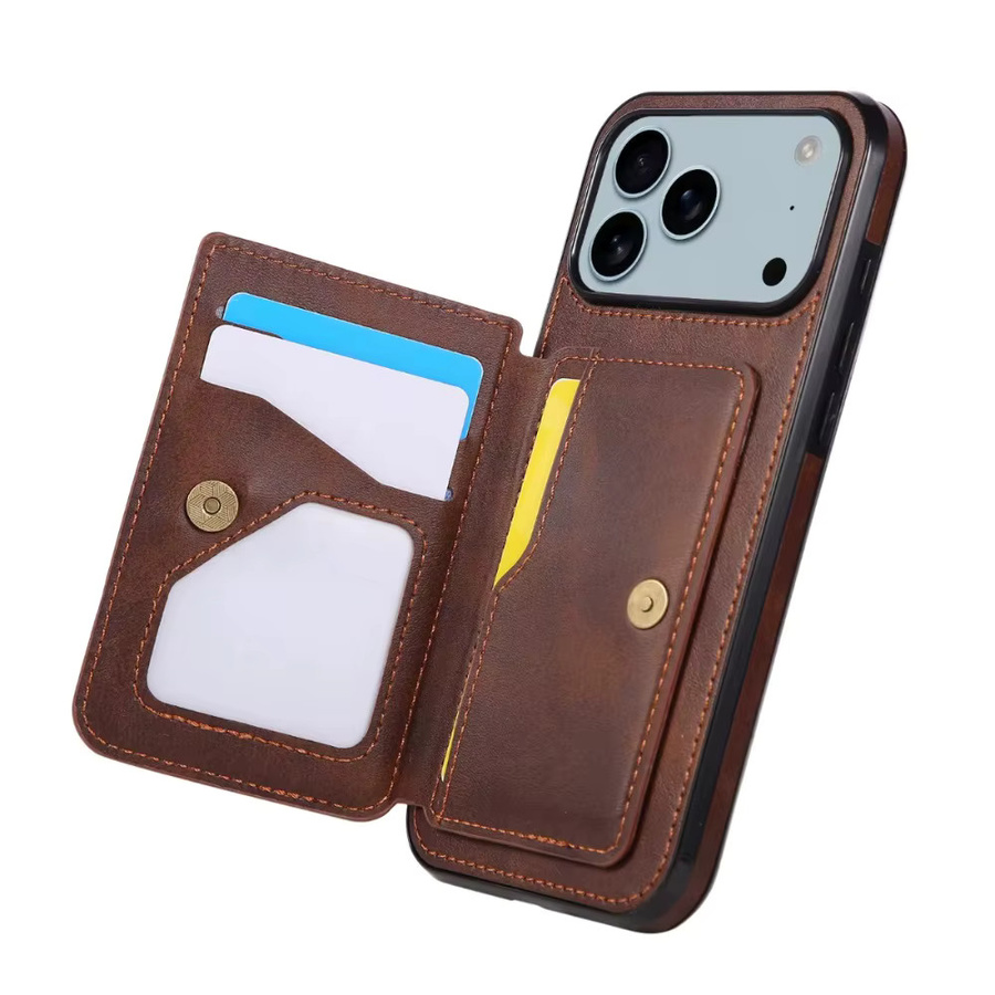 SZMUGUA Kartenhalter-Brieftasche und Flip-Handyhülle aus PU-Leder für iPhone, verfügbar in Rot und Braun - Bild 2