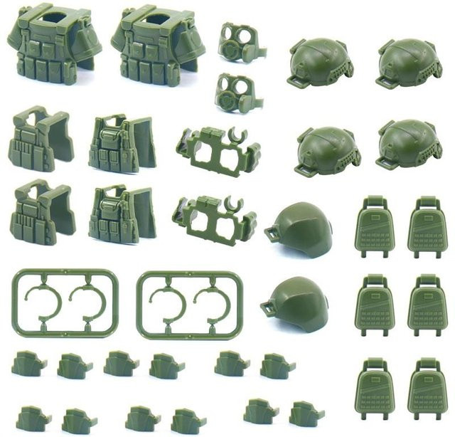 Militärausrüstung Weste SWAT Soldat MOC, Mini Actionfiguren Zubehör, grün, ab 14 Jahren - Bild 1