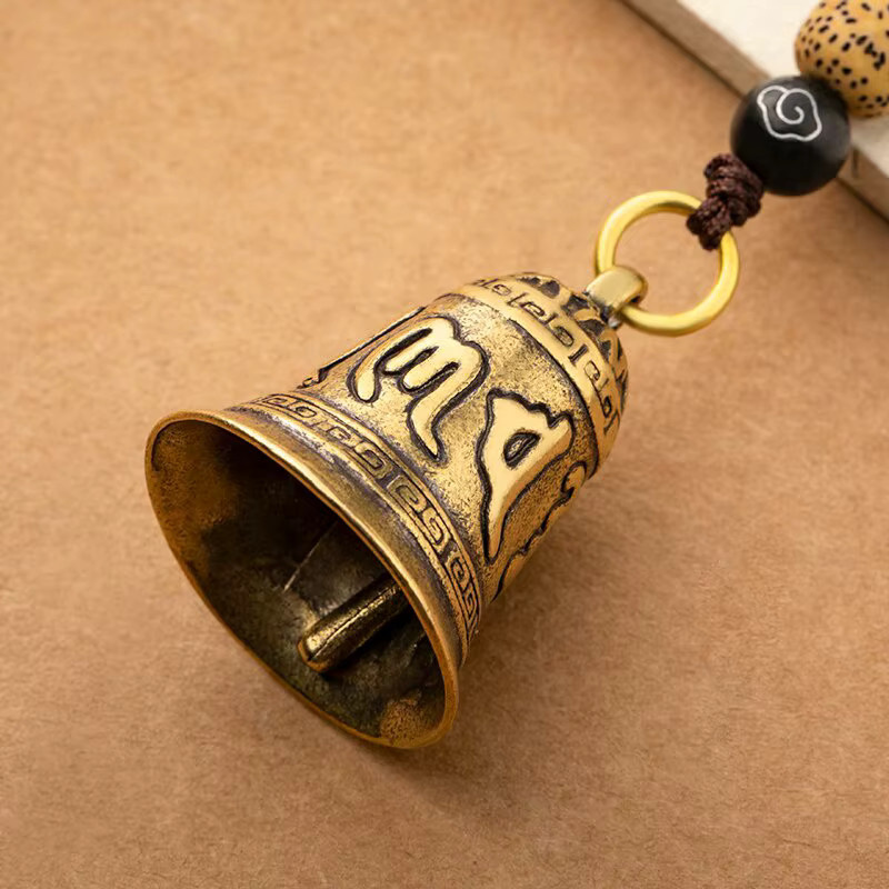Schlüsselanhänger Messing, Vintage-Mantra, tibetisch-buddhistisches Seil - Bild 2