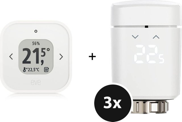 Eve Thermo Raumkomfort-Set mit 3x Thermo Matter und Thermo Control Matter in Weiß für Smart Home Integration und App-Steuerung - Bild 1