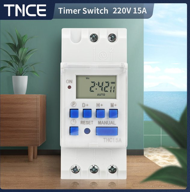 TNCE Digitale Zeitschaltuhr THC15A 220V Mini-Zeitregler mit 7-Tage-Programmierung in Weiß - Bild 1