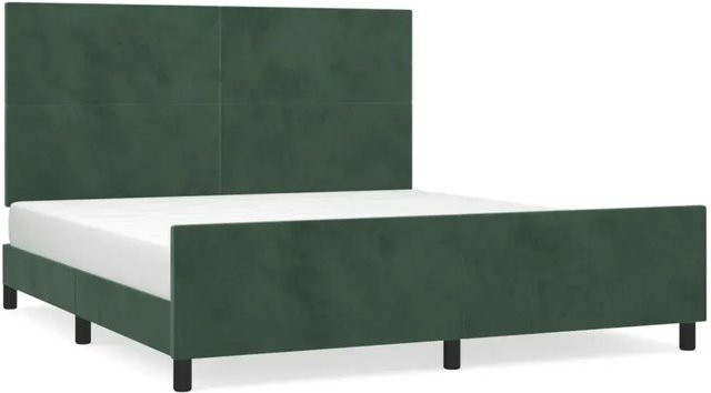 vidaXL Bettgestell mit Kopfteil aus Samt in Dunkelgrün, B/T/H: 180 x 200 x 128 cm - Bild 1