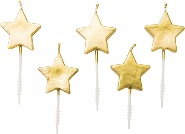 Rico Design Kerzen in Sternform, Farbe Gold, aus Paraffinwachs - Bild 1