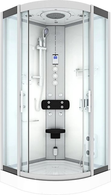AcquaVapore Dampfdusche Duschkabine mit Regendusche, Handbrause, Körperdüsen und LED-Beleuchtung, Weiß, B/T: 90 x 90 cm - Bild 1