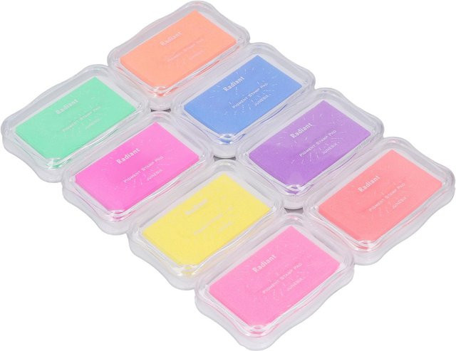 8 Stück Pigment Stempelkissen von Igeteck in 8 lebendigen Farben, waschbare und umweltfreundliche Basteltinte für Holz und Stoff, Multicolor - Bild 1