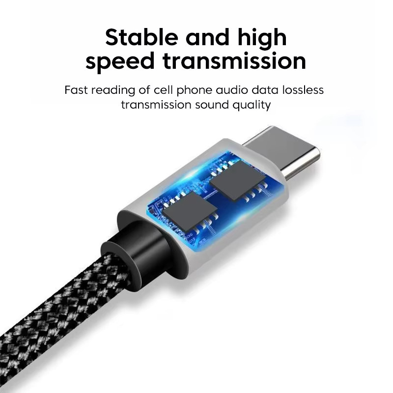 NNBILI USB Typ C auf 3,5 mm AUX-Audiokabel Adapter in Schwarz und Gold für Samsung, Xiaomi und Huawei - Bild 3