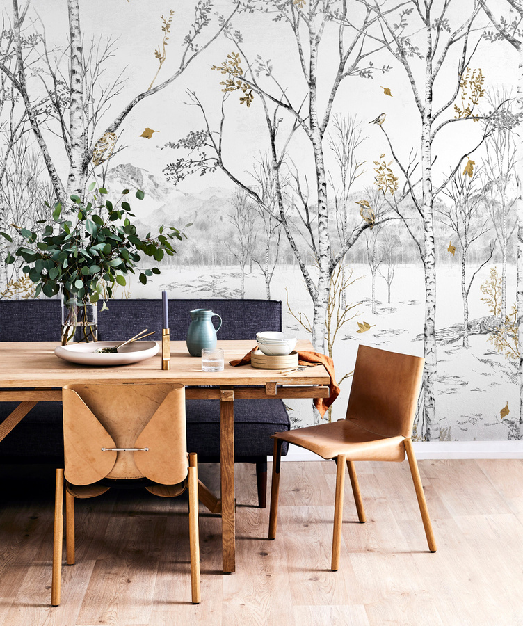 Isidore Leroy Wandpaneel Nunavut Dore Panel A in Grau, Gelb und Multicolour mit floralem Design - Bild 1