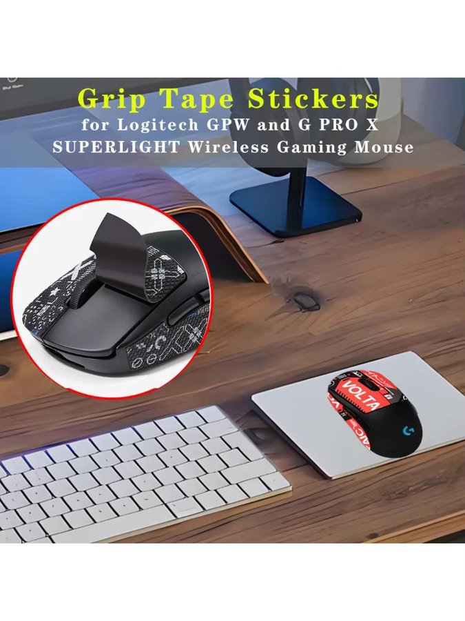 Rutschfestes Mausgriffband in Rot für Logitech GPW 1/2 Wireless Mouse, schweißabsorbierendes Grip-Tape zum Schutz der Mausbeschichtung - Bild 6
