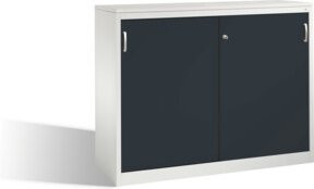 C+P Akten-Sideboard Acurado mit Schiebetüren, Korpus Lichtgrau und Front Schwarzgrau, H: 120 cm, B: 160 cm, T: 50 cm - Bild 1
