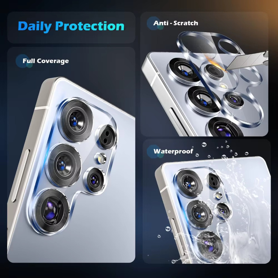 3er-Set gehärtetes Glas Kamera-Schutzfolie für Samsung Galaxy S25 S24 FE S23 FE Ultra Plus, transparent, kratzfest und HD-klar - Bild 3