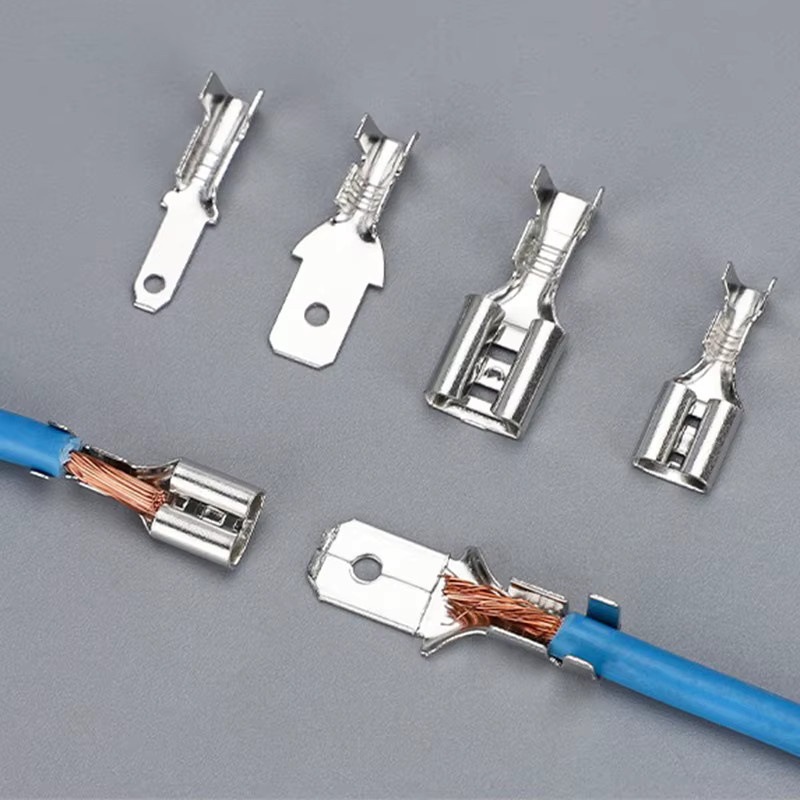 Stecker und Buchsen-Steckverbinder mit Federklemmen und transparenter Hülle für elektrische Kabelverbindungen, Größen: 2,8 mm, 4,8 mm und 6,3 mm, Farbe: Transparent/Silber - Bild 4