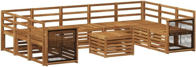 vidaXL Sofagarnitur aus Massivholz Akazie in Braun mit modernem Latten-Design - Bild 1