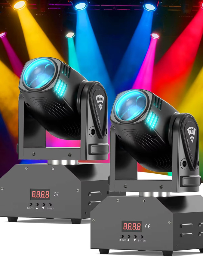 Yiflamefly 2er Set Mini 15W Beam Moving Head Lights RGBW LED-Scheinwerfer mit DMX512 und Sprachsteuerung in Schwarz - Bild 5