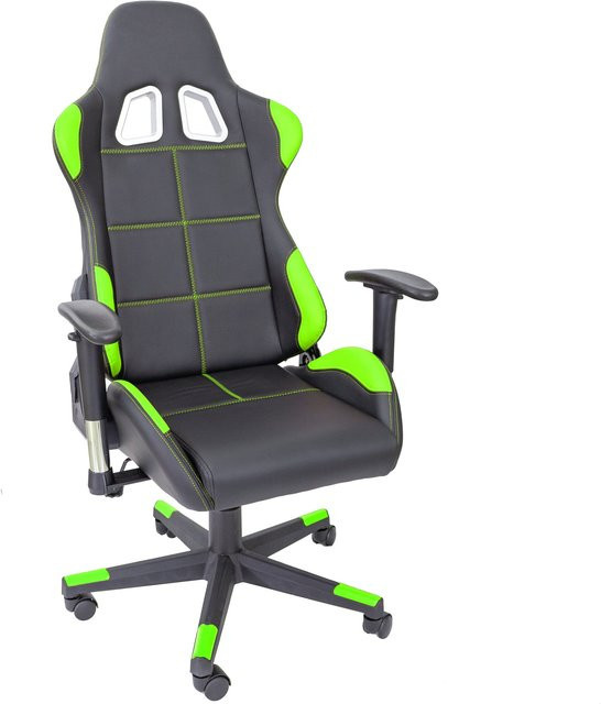 TPFLiving Premium XL-Gaming Stuhl Fire in Grün aus Kunstleder mit Kopfstütze und Armlehnen, belastbar bis 150 kg - Bild 1