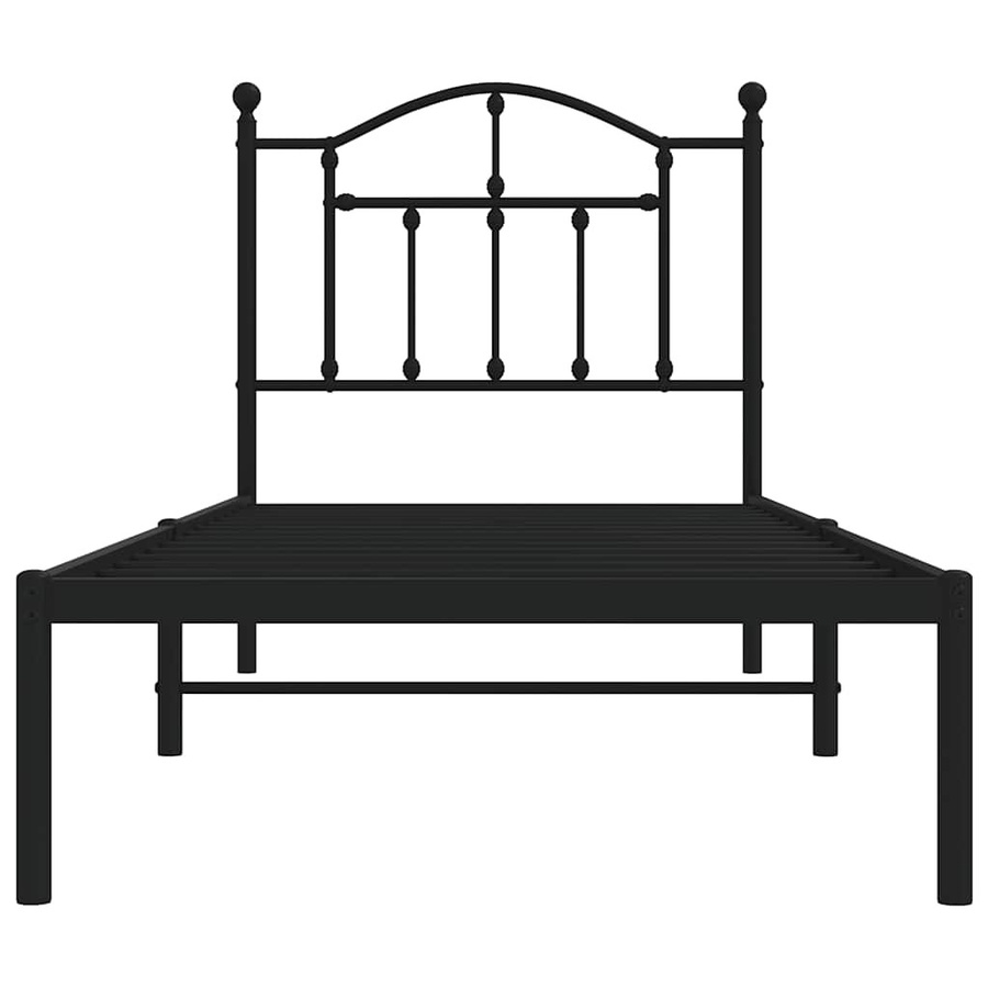 vidaXL Bettgestell aus Metall mit Kopfteil in Schwarz, B/T/H: 90 x 190 cm - Bild 3