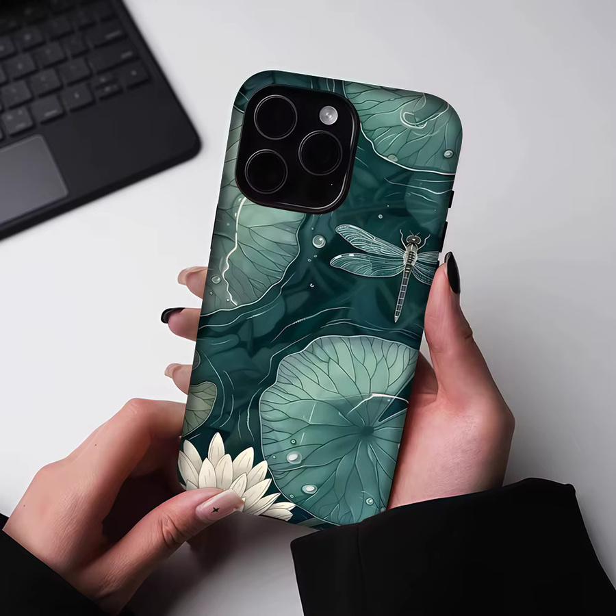 Potdemiel Magnetische Handyhülle Lotus & Libellen-Teich für iPhone 17 16 15 14 13 Pro Max Plus, Robuste Ein- und Doppelschichtige Hülle, Mehrfarbig - Bild 5