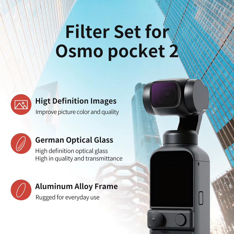 Mecoright Magnetisches Filter Kit für DJI OSMO POCKET 2, UV CPL ND8/64/1000 NDPL Nacht Polarisator Set, Schwarz - Bild 2