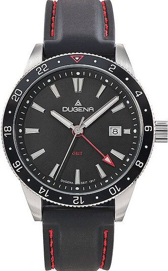 Dugena Herrenuhr, Quarz, Edelstahl, Schwarz, 42 mm, Silikon - Bild 1