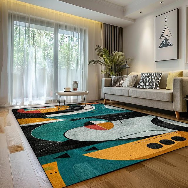 Moderner Luxusteppich JGJG mit geometrischem Design, weich, waschbar und rutschfest, Mehrfarbig, B/T: 160 x 200 cm - Bild 1