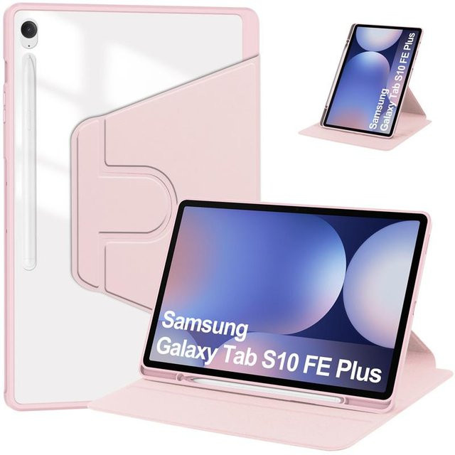 Samsung Galaxy Tab S10 FE Plus Hülle mit Stifthalter und 360 Grad drehbarem Acryl-Ständer in Rosa - Bild 1